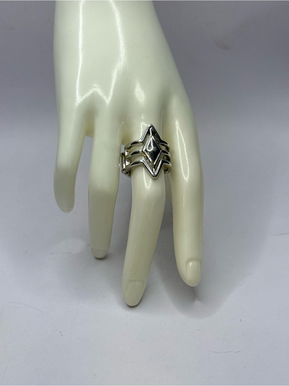 Paparazzi Silver Tone Geometric Ring Adjustable
